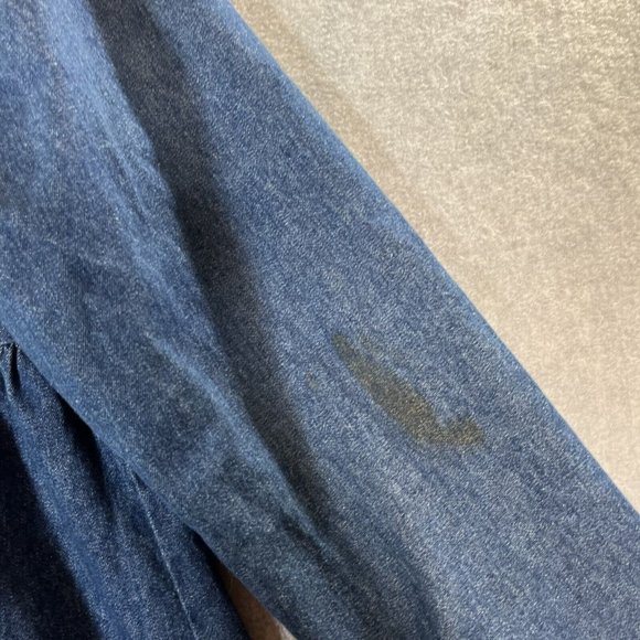 Denim maxi Dress Womens 14 Full Button Front Western Studded Cowboy Boots Hat - Picture 15 of 15